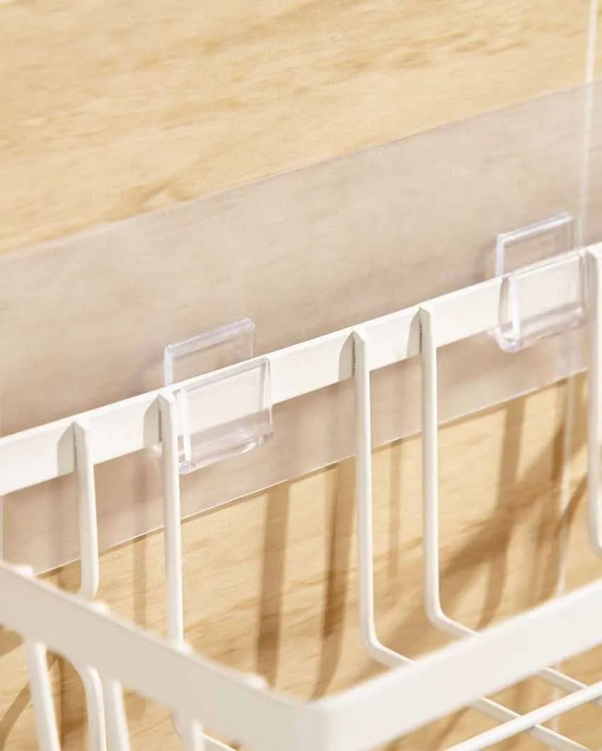 Aesthetic White Metal Wall Mounted Storage Shelf | 12 x 6 x 3 inches