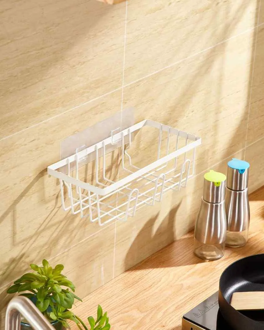 Aesthetic White Metal Wall Mounted Storage Shelf | 12 x 6 x 3 inches