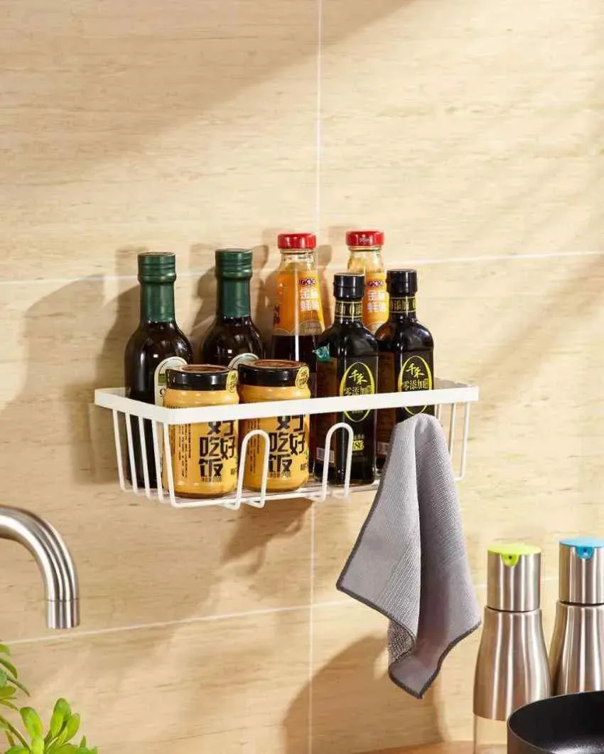 Aesthetic White Metal Wall Mounted Storage Shelf | 12 x 6 x 3 inches
