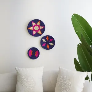 Artistic Handcrafted Sabai Grass Home Décor Wall Art | Set of 3