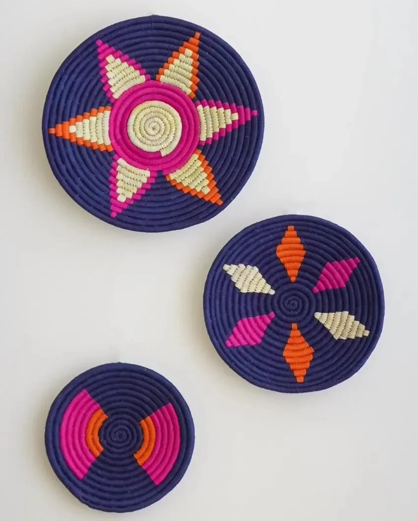 Artistic Handcrafted Sabai Grass Home Décor Wall Art | Set of 3
