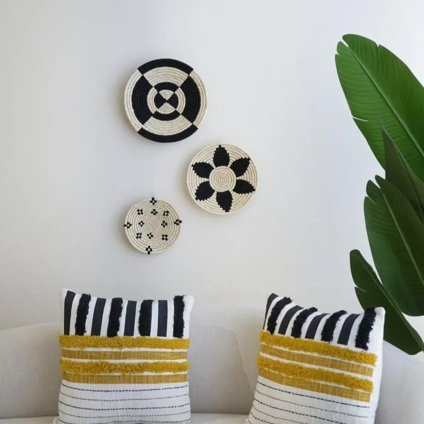 Bohemian Handcrafted Sabai Grass Home Décor Wall Art | Set of 3