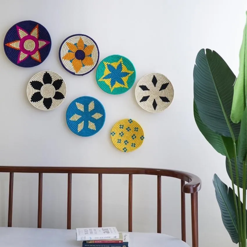 Botanical Handcrafted Sabai Grass Home Décor Wall Art | Set of 7