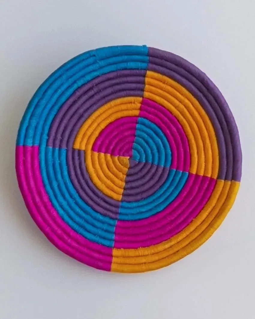 Colorful Handcrafted Sabai Grass Home Décor Wall Art | Set of 3
