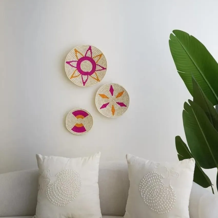 Contemporary Handcrafted Sabai Grass Home Décor Wall Art | Set of 3