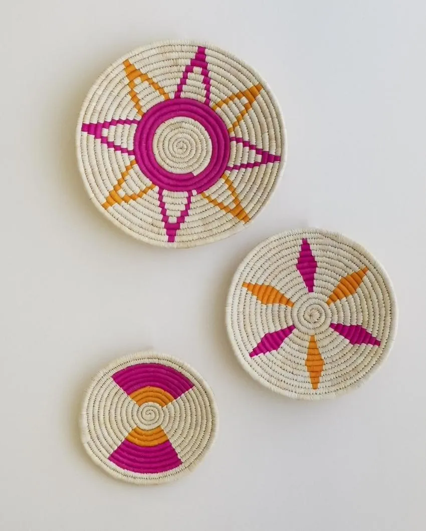Contemporary Handcrafted Sabai Grass Home Décor Wall Art | Set of 3