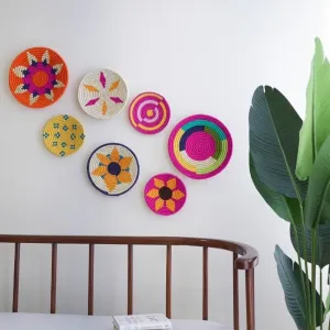 Elegant Handcrafted Sabai Grass Home Décor Wall Art | Set of 7