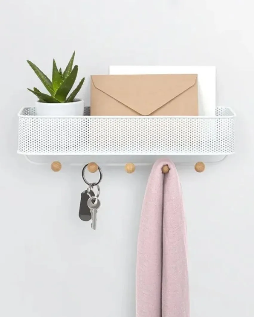 Metal Wall Mounted Rack With Key Holder | 12 x 4 x 4 inches