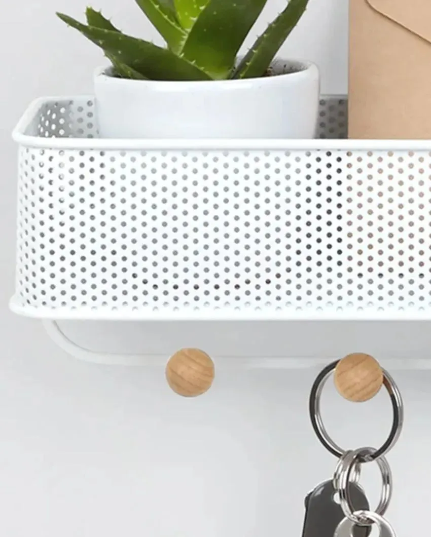 Metal Wall Mounted Rack With Key Holder | 12 x 4 x 4 inches
