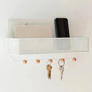 Metal Wall Mounted Rack With Key Holder | 12 x 4 x 4 inches