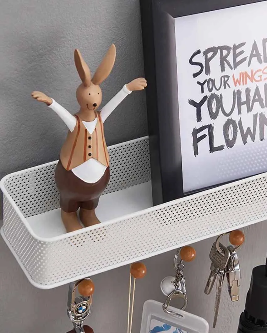 Metal Wall Mounted Rack With Key Holder | 12 x 4 x 4 inches