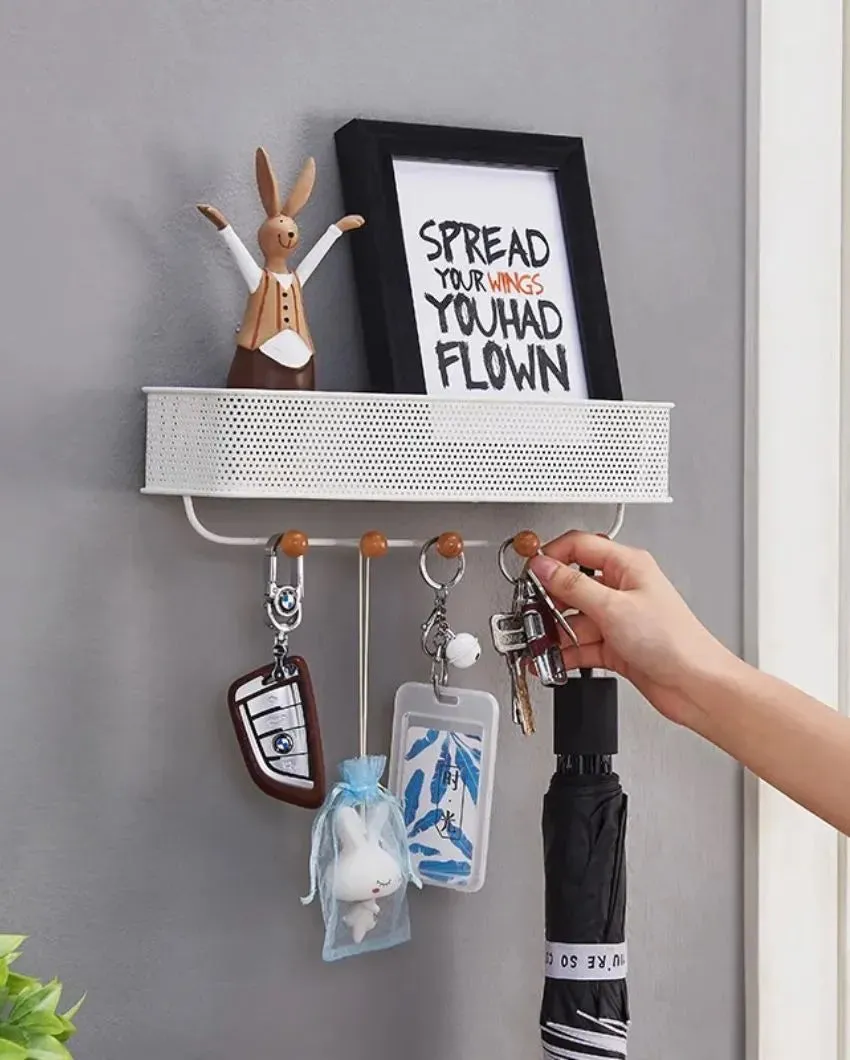 Metal Wall Mounted Rack With Key Holder | 12 x 4 x 4 inches