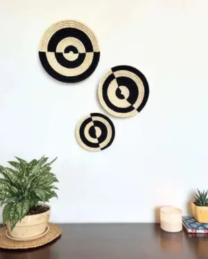 Midnight Harmony Sabai Grass Wall Decor Baskets | Set Of 3 | 8,10,12 inches