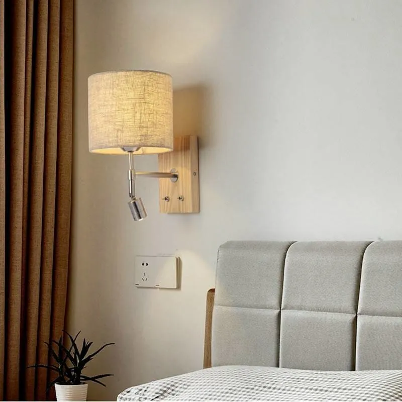 Nordic Wooden LED Bed Wall Light