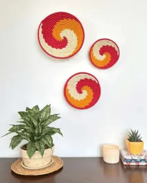 Sherbet Wave Sabai Grass Wall Decor Baskets | Set Of 3 | 8,10,12 inches